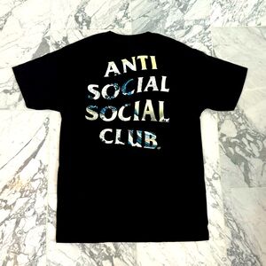 Anti Social Social Club Members Only Black T-Shirt with Wave motif